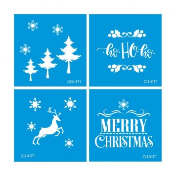 Kit com 4 Mini Stencil Natal - 01