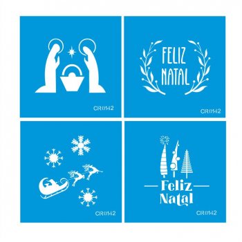 Kit com 4 Mini Stencil Natal - 03