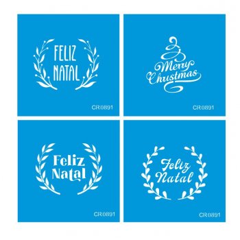 Kit com 4 Mini Stencil Natal - 04