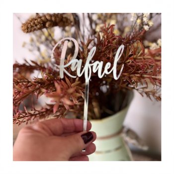 Topper de Bolo Personalizado com Nome em Acrílico