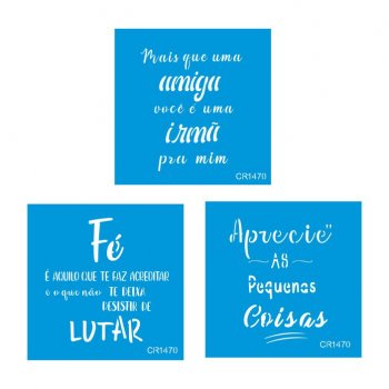 Kit com 3 Mini Stencil Frases - 04