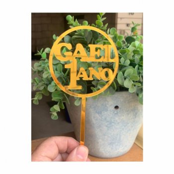 Topper de Bolo Personalizado com Nome e Idade em Acrílico