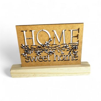 Placa Home Sweet Home com Base em MDF